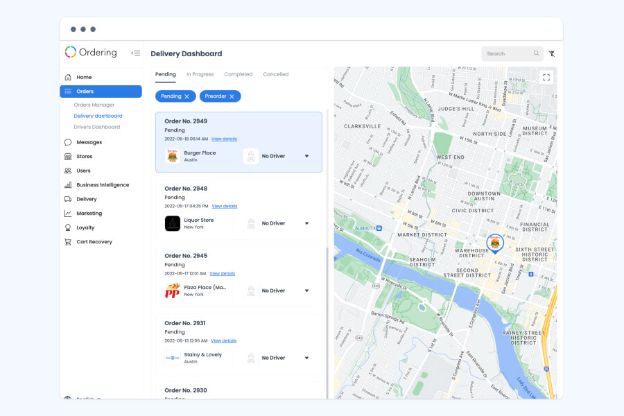 Ordering.co Feature: Follow Driver Real-time
