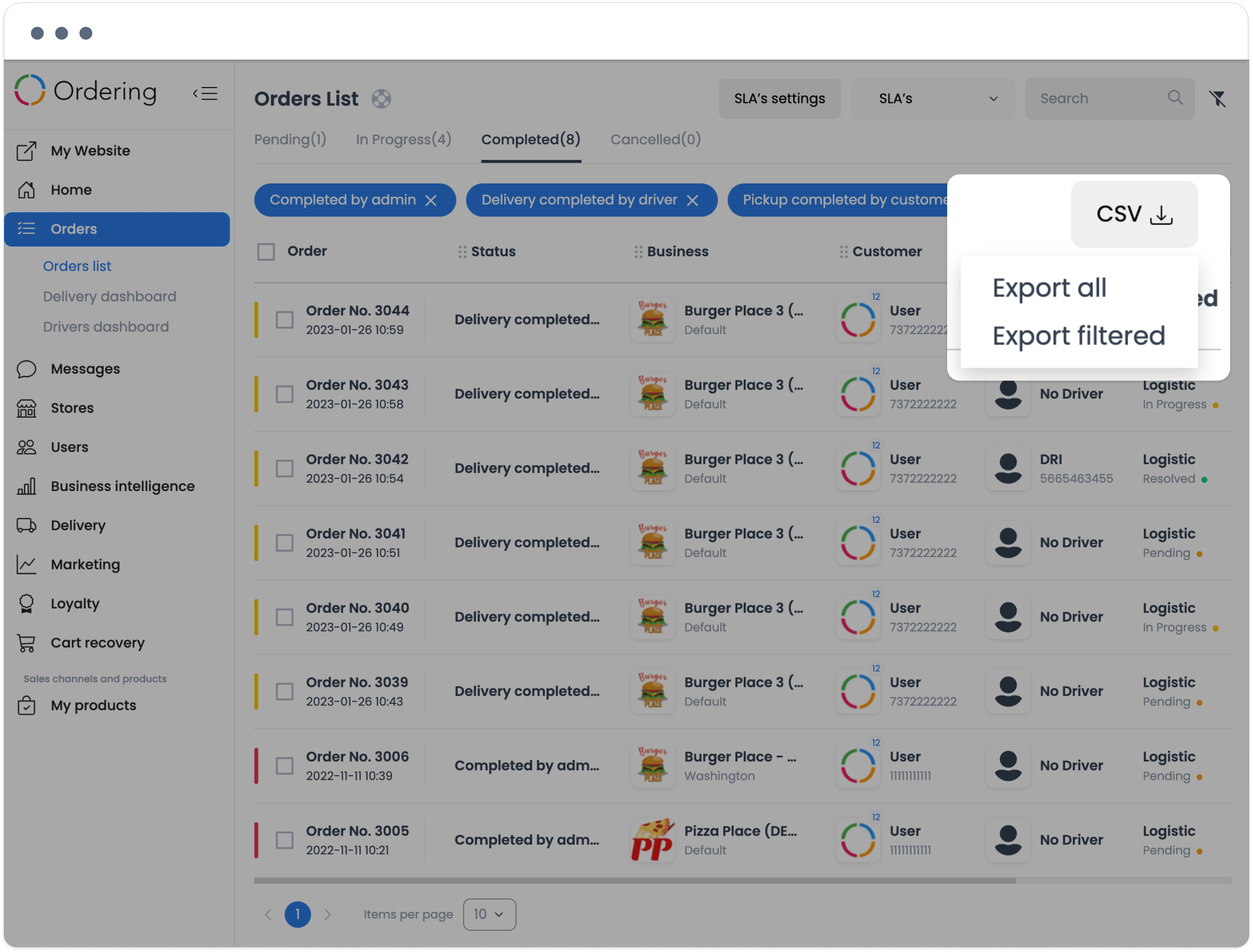 Ordering.co Feature: Export Orders