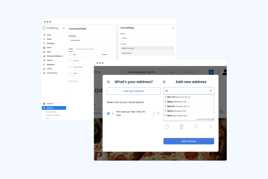 Ordering.co Feature: Country Autocomplete